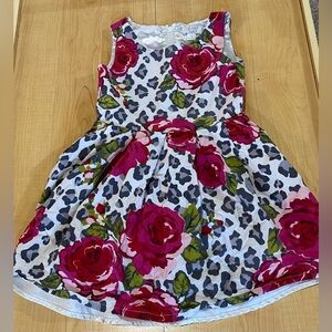 Place Kids Dress with Pink and Gray Floral Design